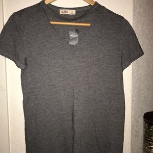 Grey V neck choker tee